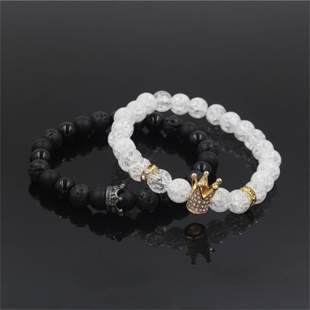 Wholesale Punk Bracelet Micro-set Zircon Diamond Ball Skull Set Bracelet Men's Bead Bracelet