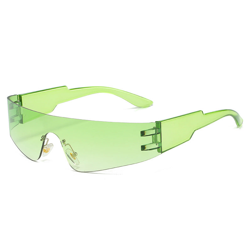 Wholesale Frameless Single Piece Punk Sport Colorful Fashion Sunglasses