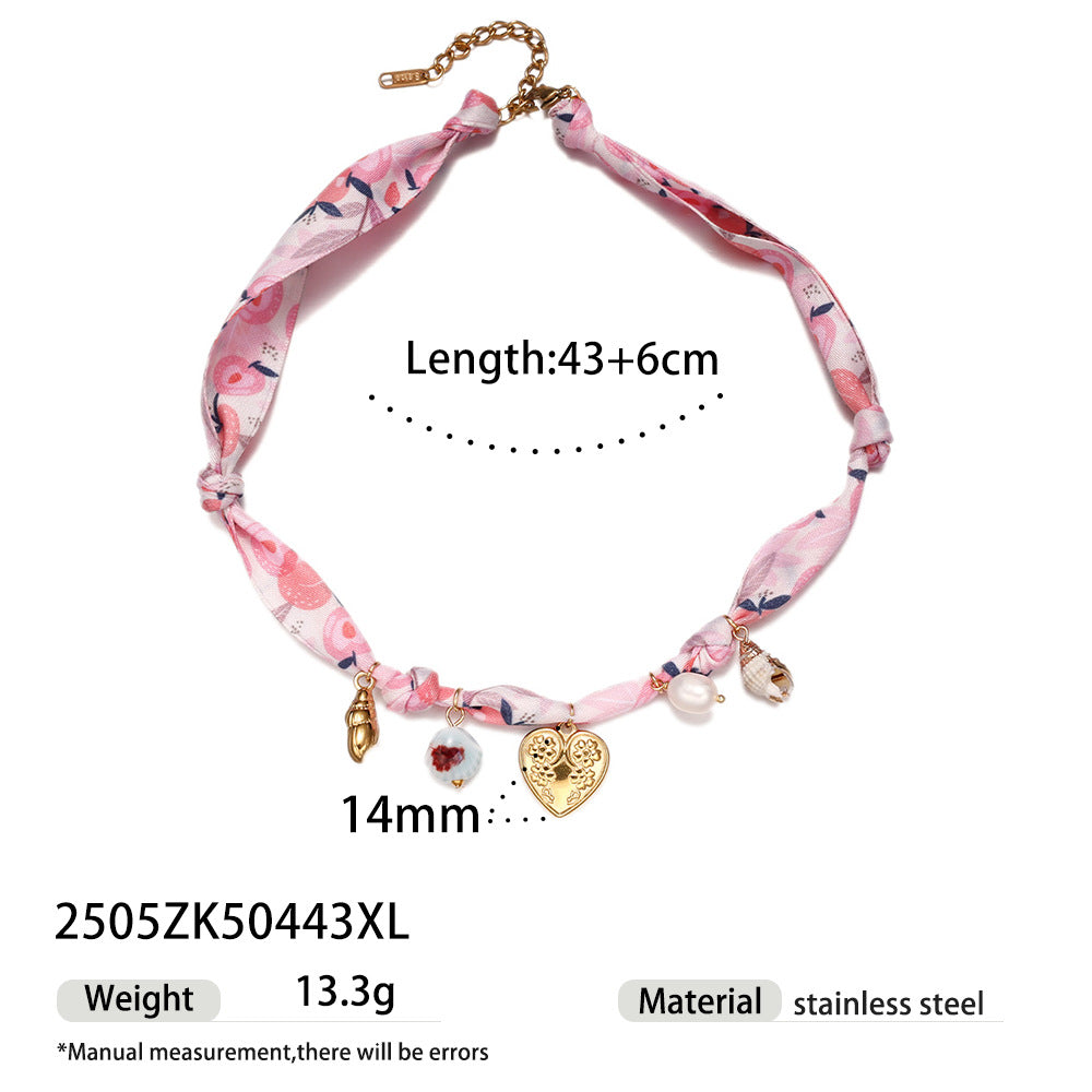 Wholesale Tina European and American Stainless Steel Pendant Necklace Sweet Cool Sexy Style Silk f Braided Colorful Necklace Clavicle Chain Necklace Jewelry
