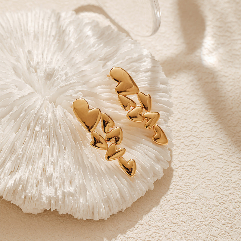 Wholesale Heart Irregular Copper Plated 18K Real Gold Earrings