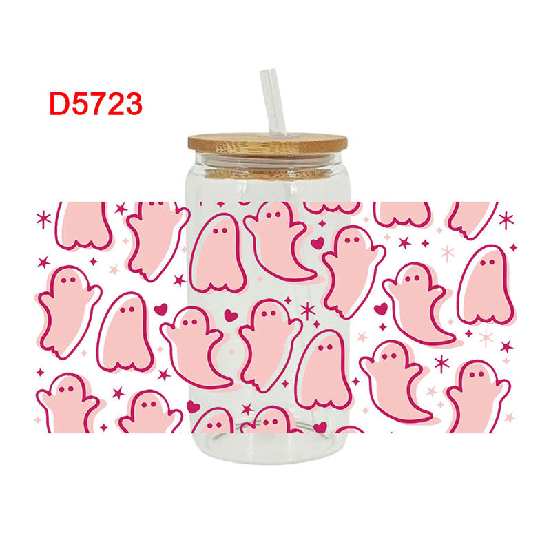 Wholesale Pumpkin Ghost Skeleton Halloween 16oz Cup UV DTF Wraps