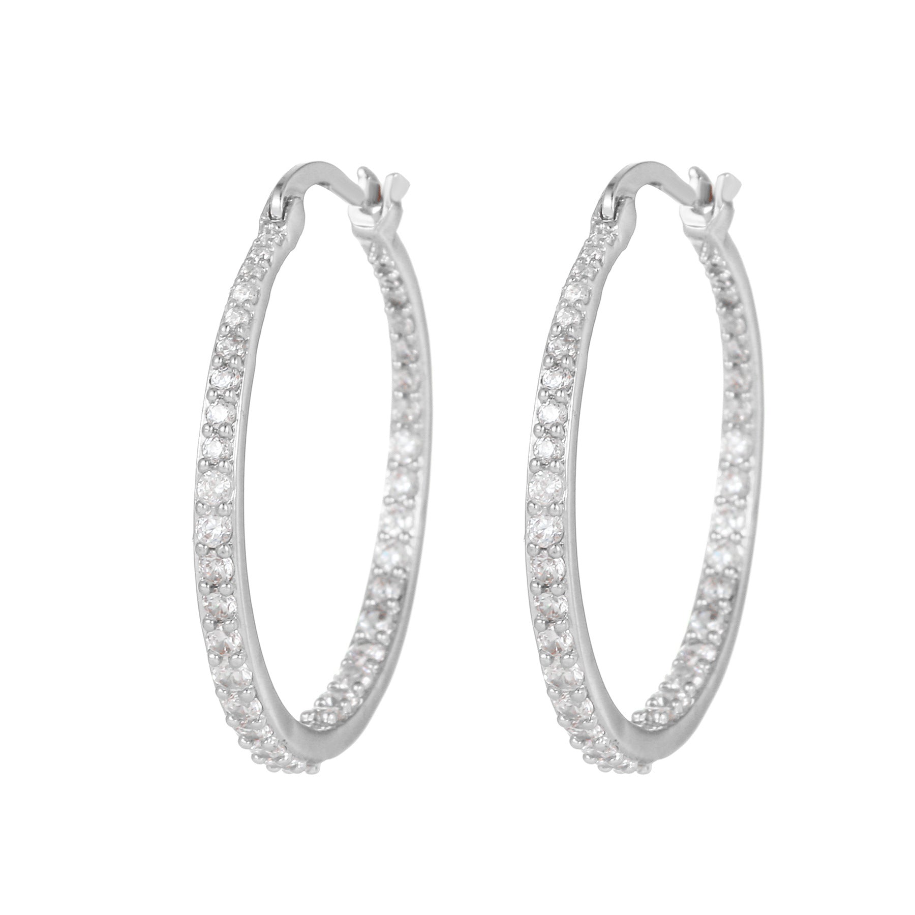 Wholesale 18k Large Circle Micropaved Full Diamond Earrings