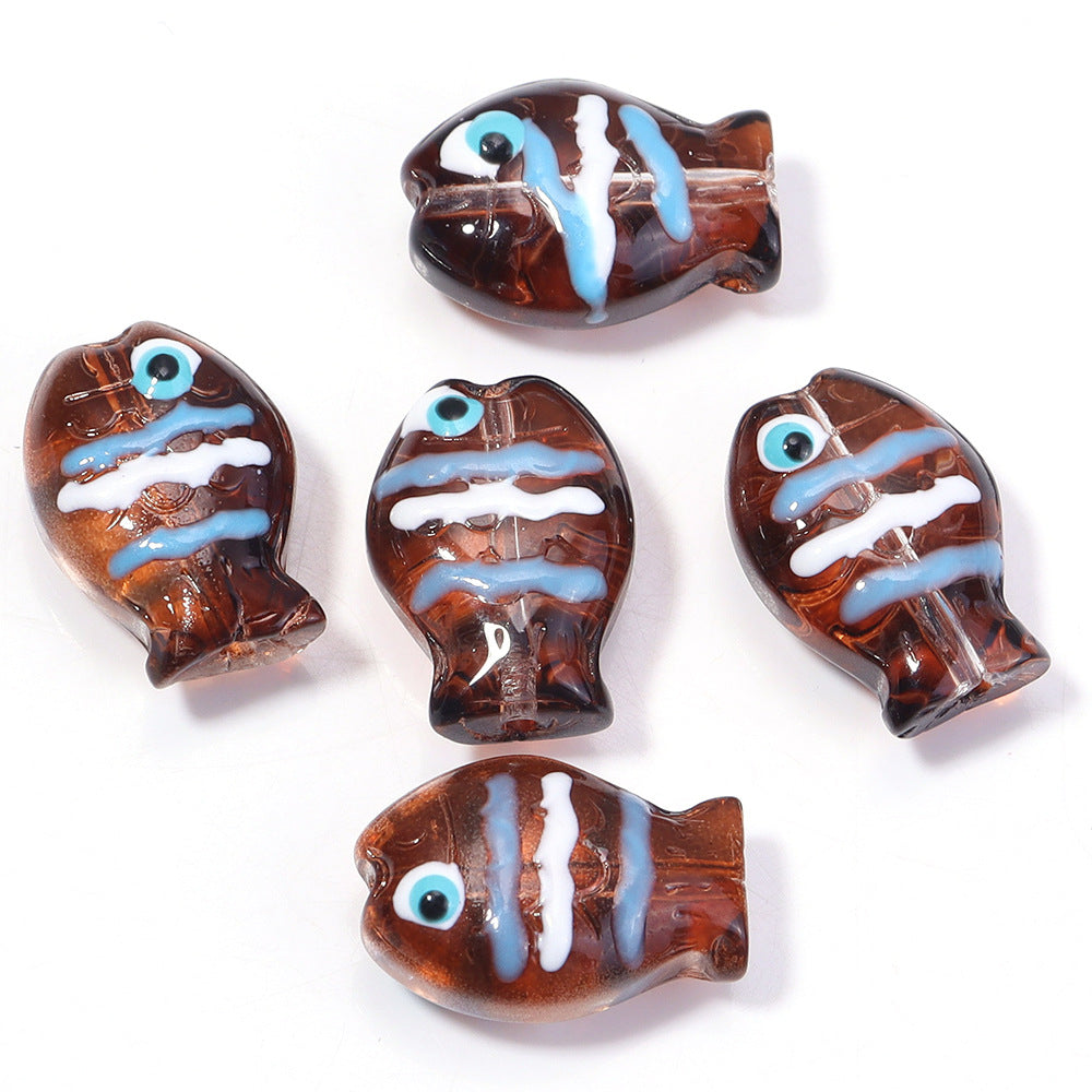 Wholesale 10pcs Ocean Cute Glass Hand-Painted Fish Beads