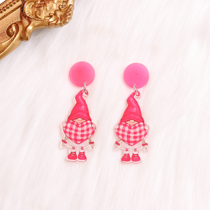 Wholesale Valentine's Day Acrylic Love Cat Dwarf Flamingo Earrings