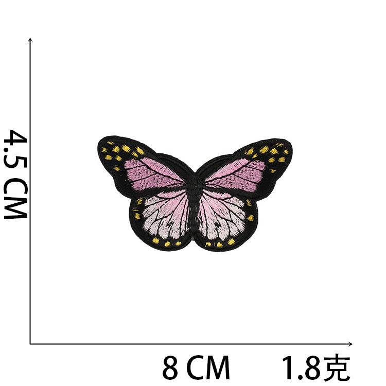 Wholesale Polyester Iron On Embroidery Patch Butterfly Floral Design For Clothing Decorative DIY Craft Supply