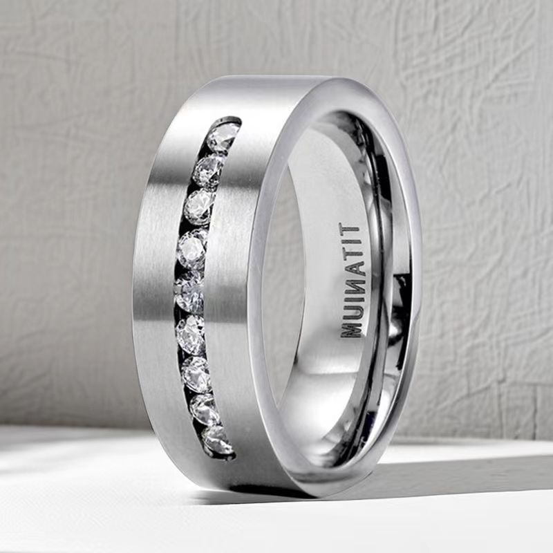Wholesale Diamond Inlaid Men's Titanium Steel Rings