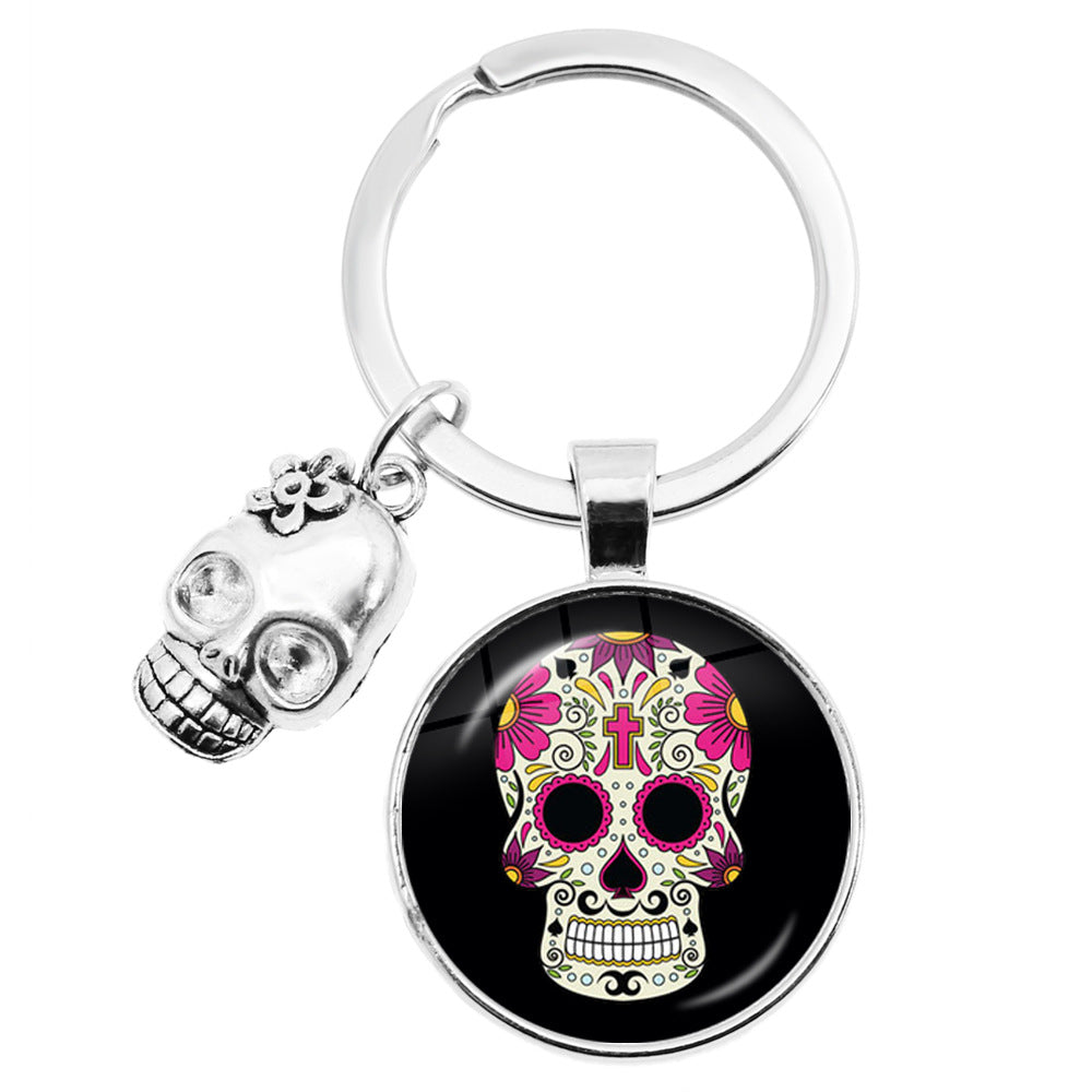 Llavero de calavera de dulces mexicano de aleación de zinc al por mayor