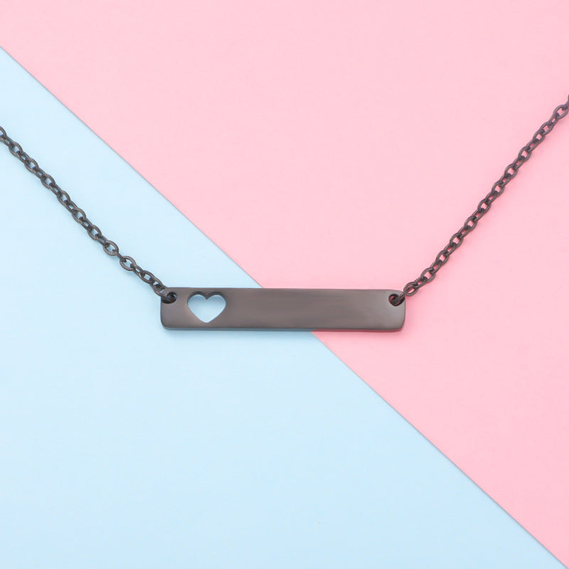Wholesale Valentine's Day Stainless Steel Rectangular Hollow Heart Necklaces