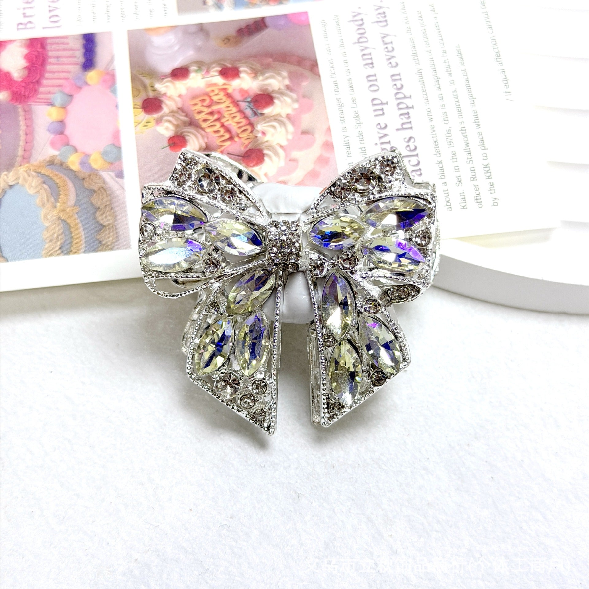 Wholesale  5pcs Colored Crystal Bow Water Diamond Beads