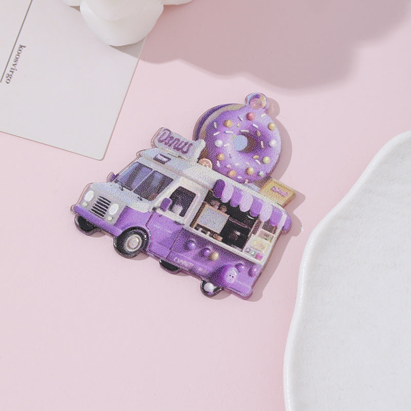 Wholesale 10pcs/ pack cute car donut hanging pendant diy mobile phone chain keychain