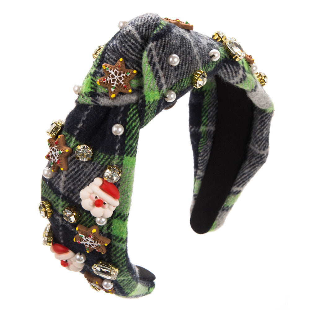 Wholesale Christmas High Quality Flannel and Diamond Pearl Headband