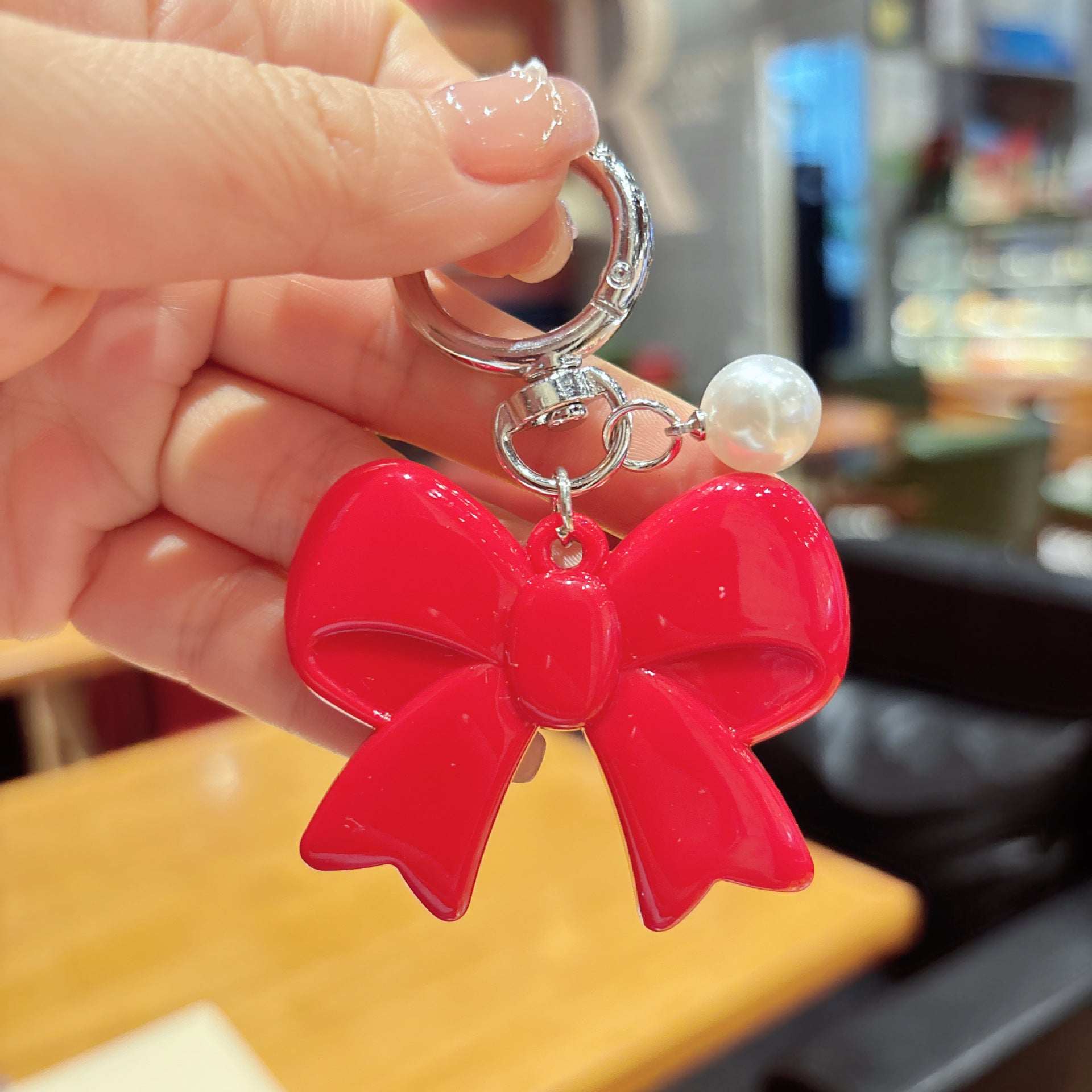 Wholesale Sweet Pink Butterfly Bow Acrylic Keychain Phone Charm Fashion Accessory Boutique Resale Gift
