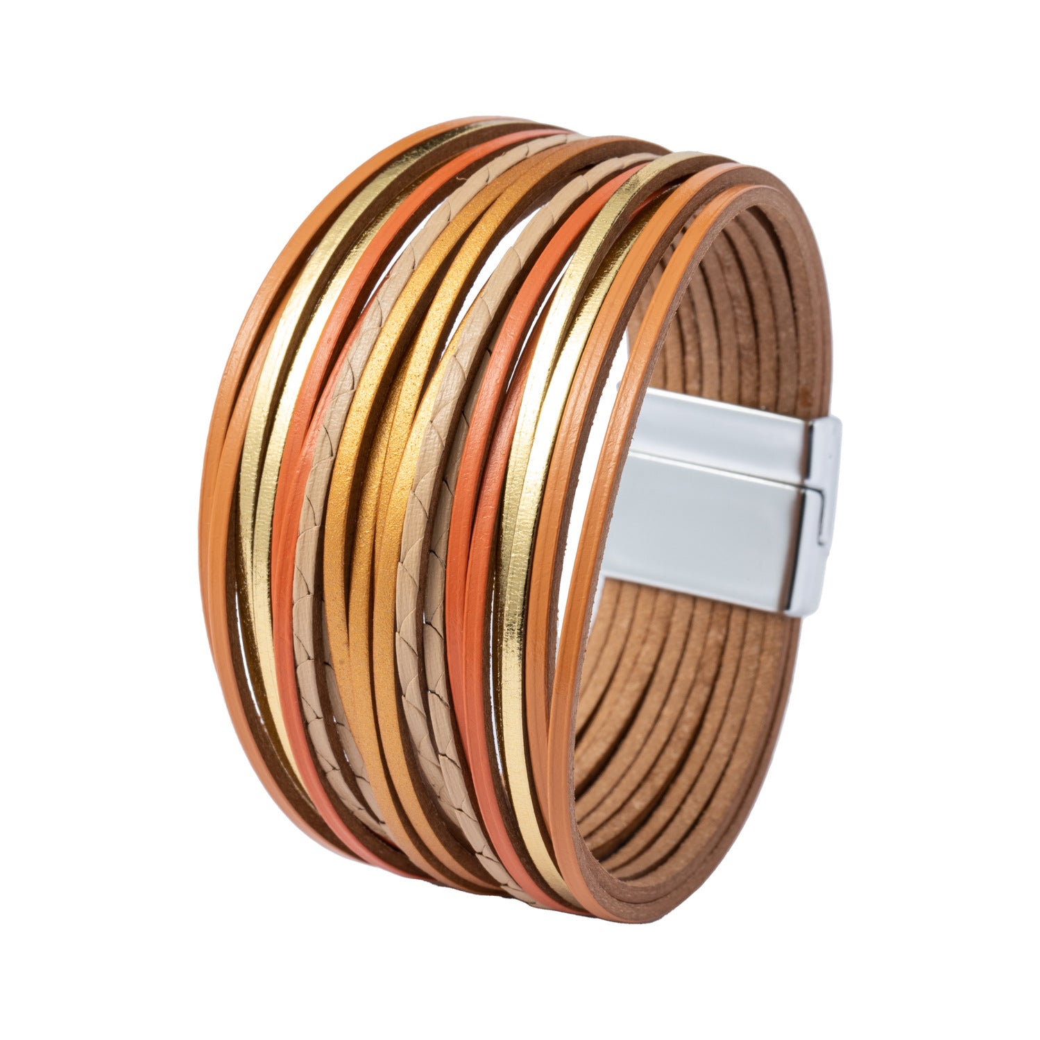 Brazalete de hebilla magnética de cuero de color mixto de color mixto múltiple