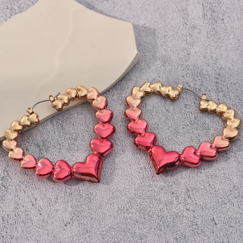 Wholesale Valentine' s Day gradient heart-shaped circle earrings