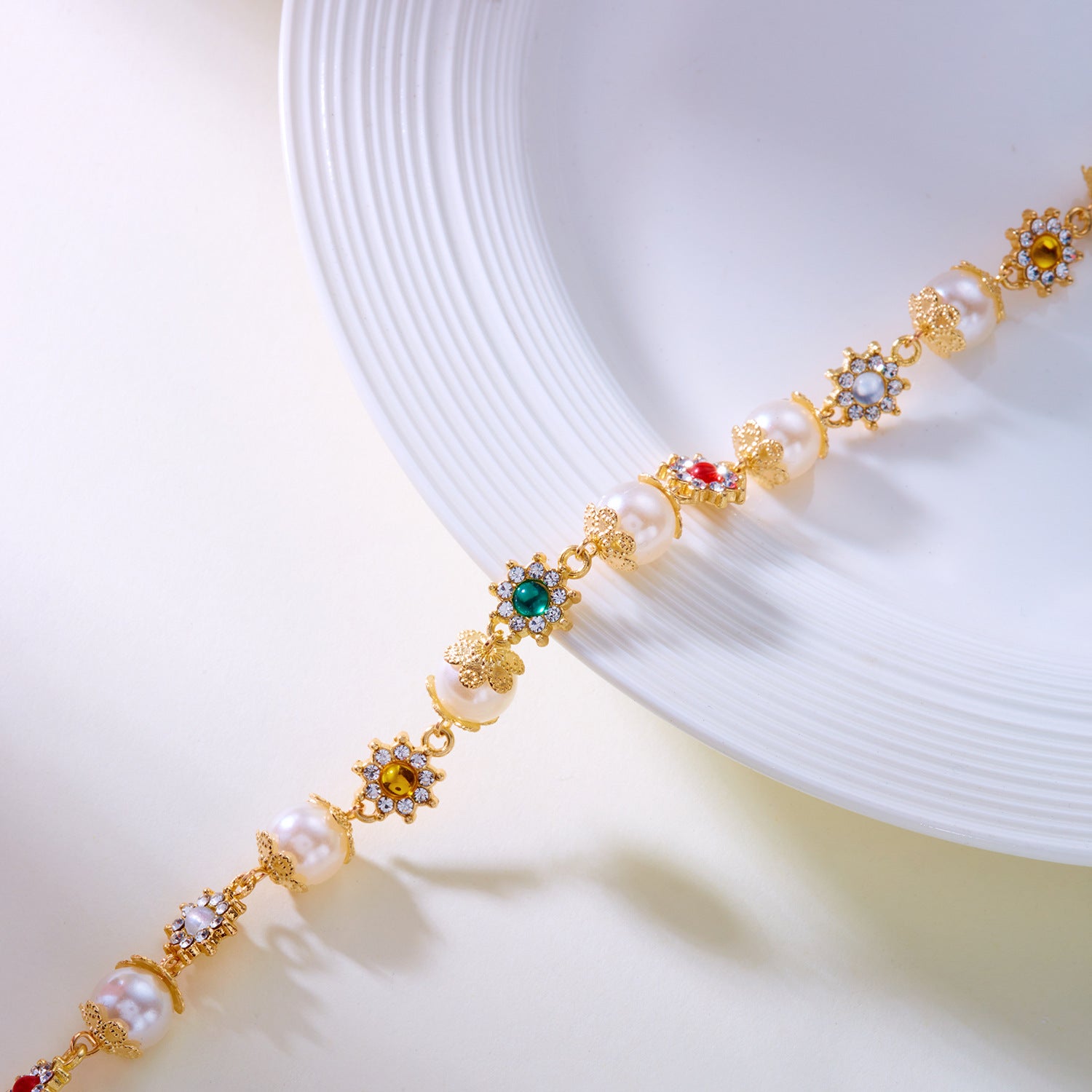 Pearl Diamond Flower Necklace Dopamine Clavicle Chain