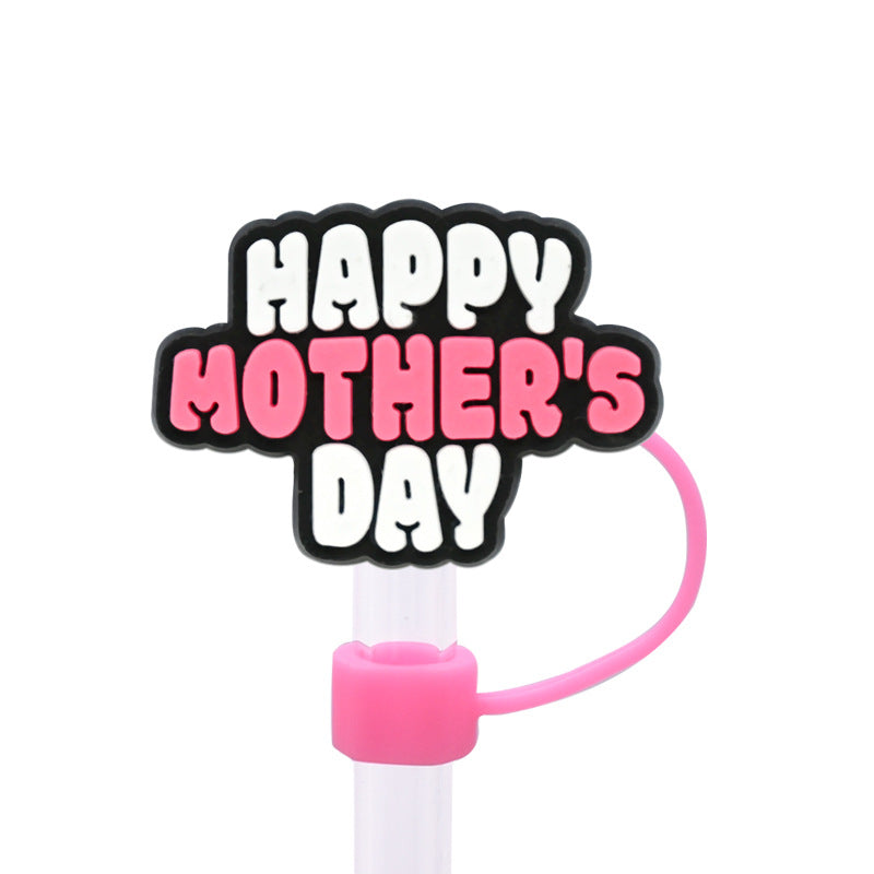Wholesale  Random 100pcs/pack  Mother' s Day dust plug straw cap   Straw Tube Cap