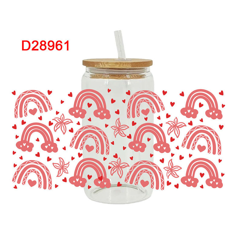 Wholesale Pink Love Valentine's Day 16oz Cup UV DTF Wraps
