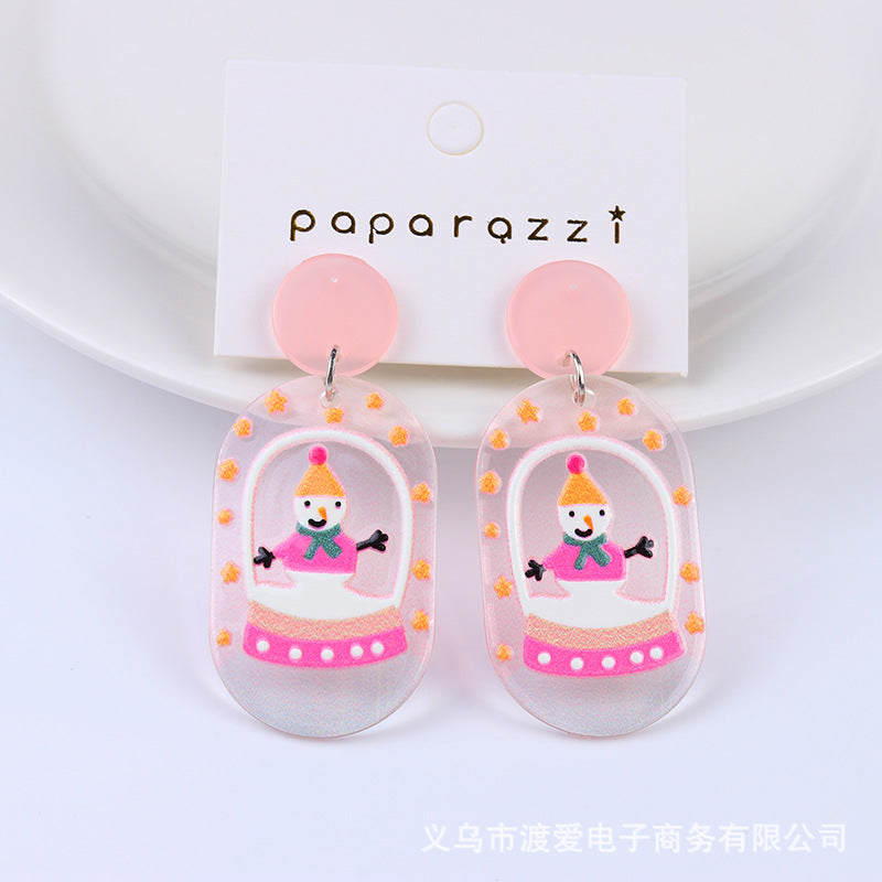Wholesale Christmas Santa Claus Snowman House Acrylic Earrings