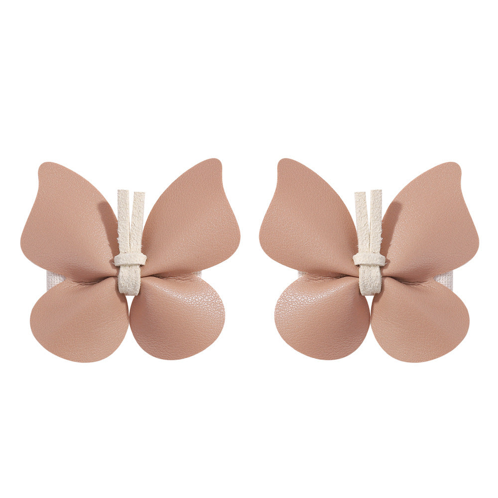 Wholesale One Pair of Children's PU Leather Butterfly Hair Clips