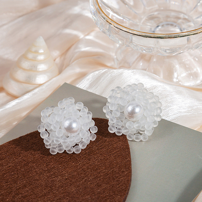 Wholesale Spring and summer colorful flower earrings handmade crystal beaded braided long earrings