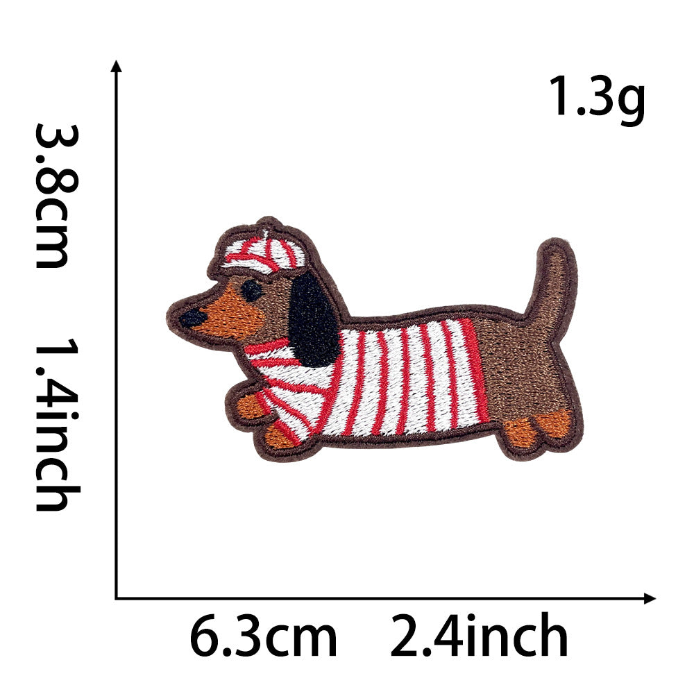 Wholesale Embroidered Self Adhesive Dachshund Dog Patch Set Cute Cartoon Design For Coats DIY Fashion Accessory