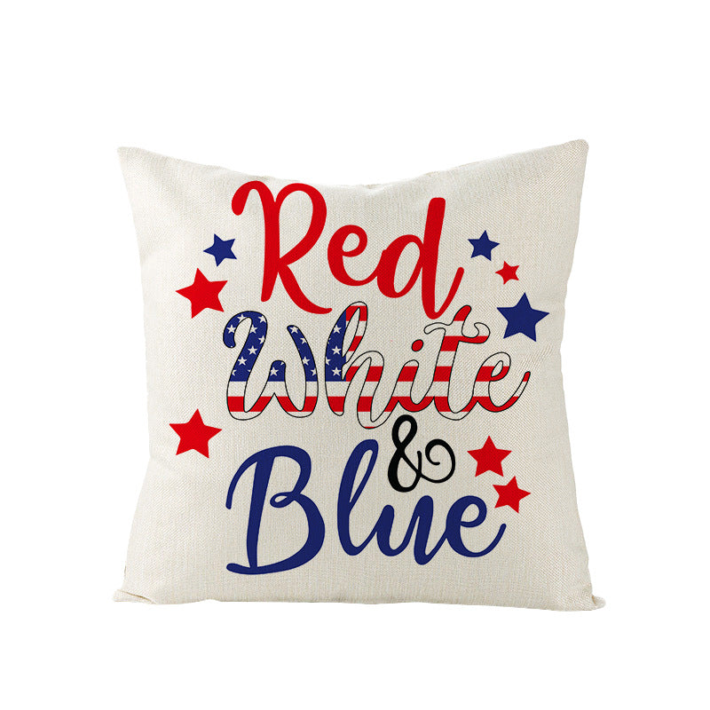 Wholesale of American Independence Day Red Blue Letter Polyester Pillow Covers