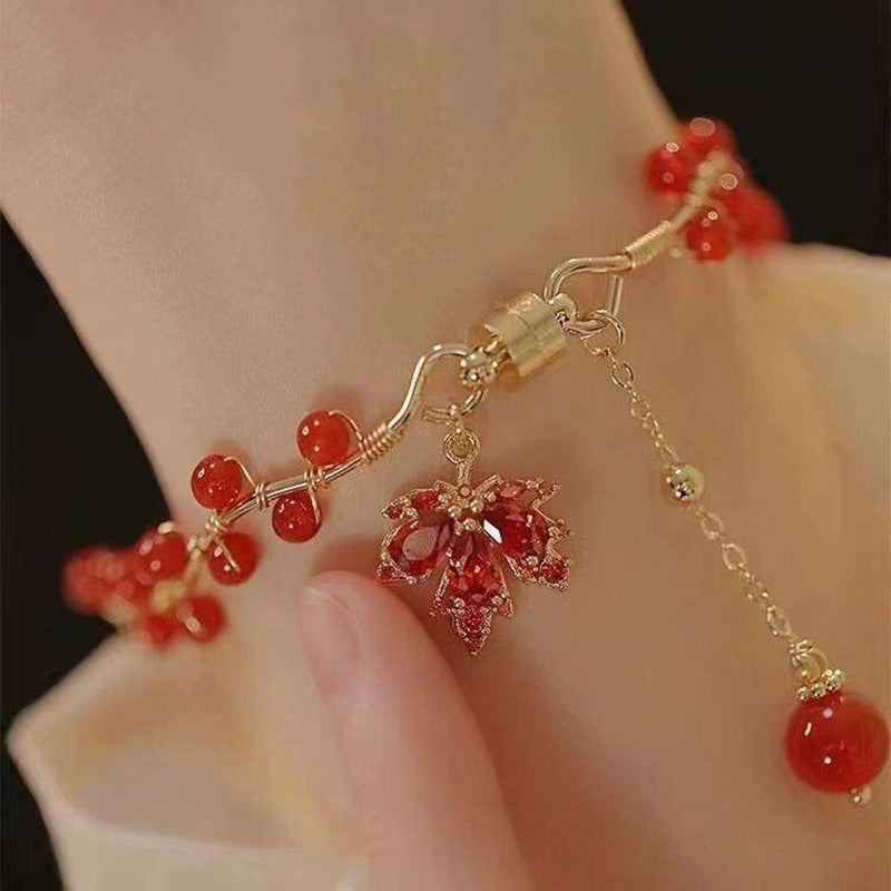 Wholesale New Chinese Style Red Maple Leaf Bracelet