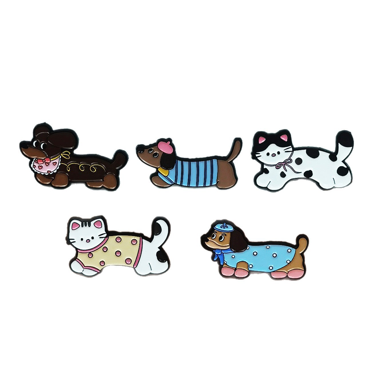 Wholesale Cute and able sausage dog cat alloy cartoon brooch