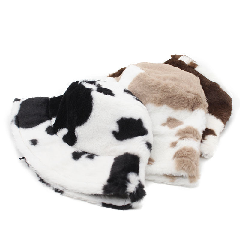 Wholesale Bucket cow pattern retro fisherman hat autumn and winter thick warm