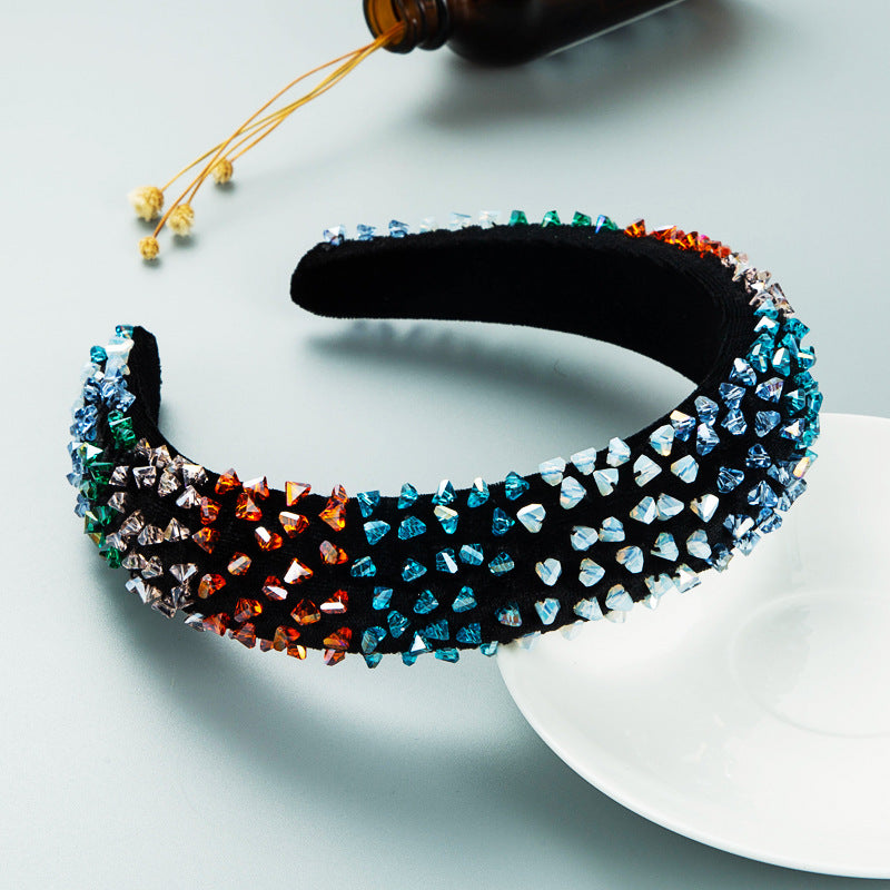 Wholesale Baroque Shaped Colored Crystal Thin Sponge Headband Hair Accessories