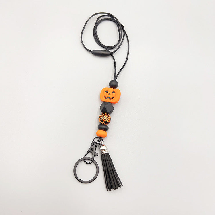 Wholesale Halloween Silicone Beads Easy Pull Lanyard Keychain