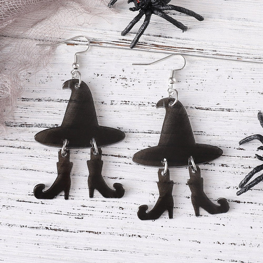 Wholesale  Gothic Witch Hat Boots Acrylic Earrings