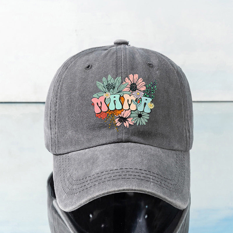 Wholesale Retro Letter Printing Flowers MAMA Cotton Baseball Cap