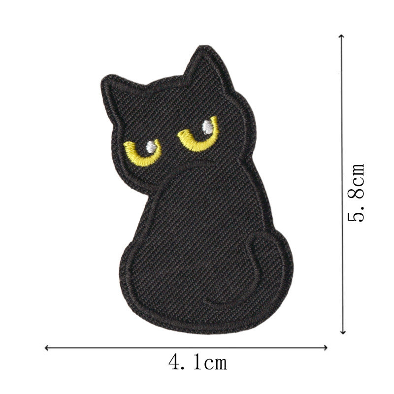 Wholesale Chic Black Cat Embroidered Patches Iron On Funny Mood Cat Set Of 9 For Clothing Repair And et Decoration