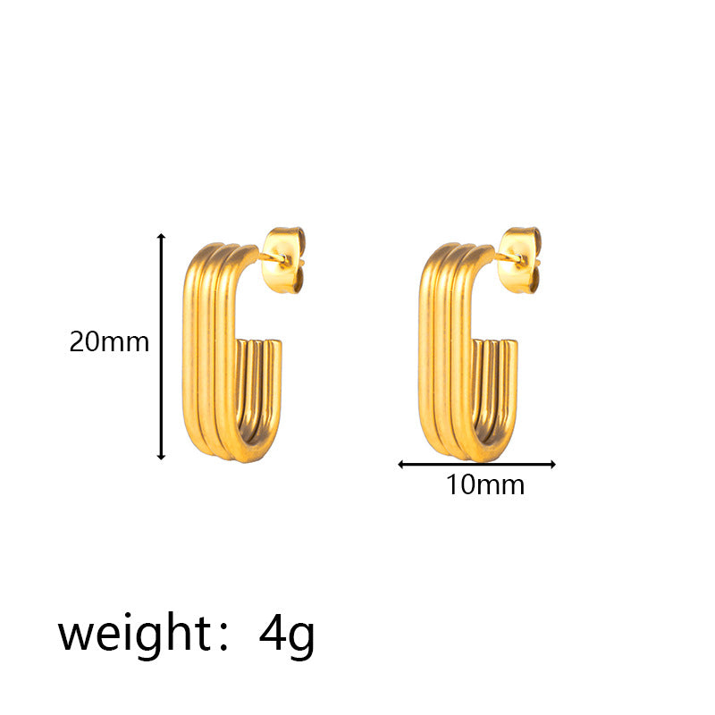 Wholesale C-Shaped Hollow Hook Exaggerated Stainless Steel Earrings