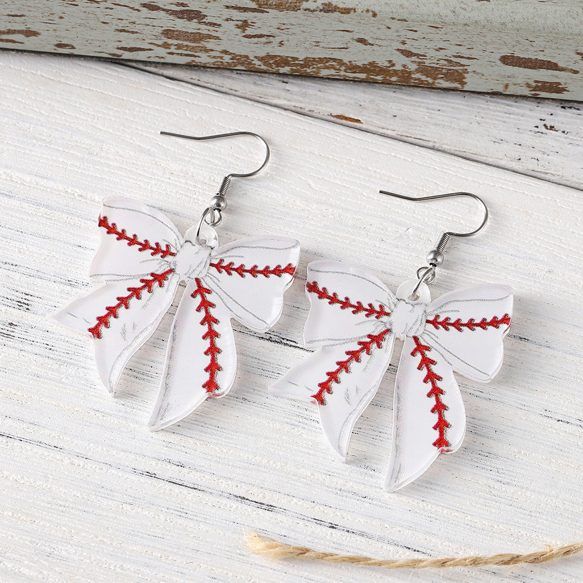 Wholesale Hot Sports Bow Pendant Earrings Ball Games Earrings Sports Fans Acrylic Earrings