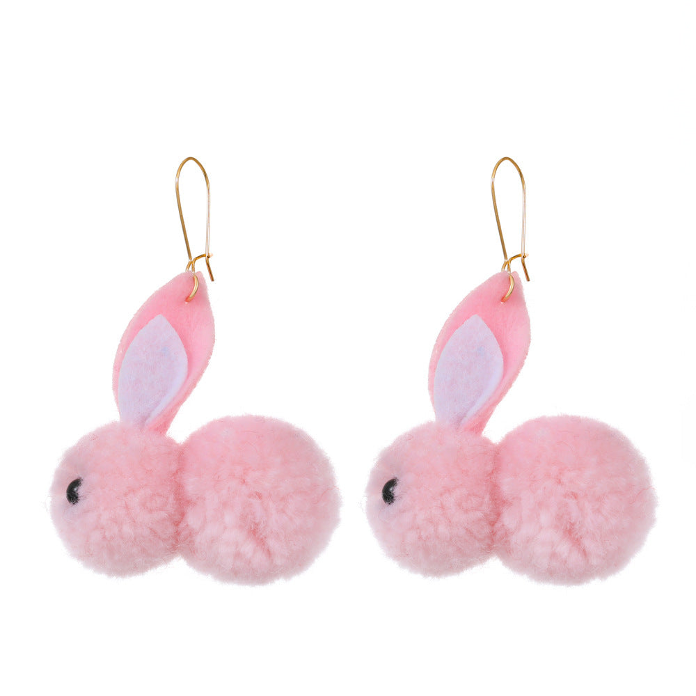 Pendientes de animales de conejo rosa rosa rosa al por mayor