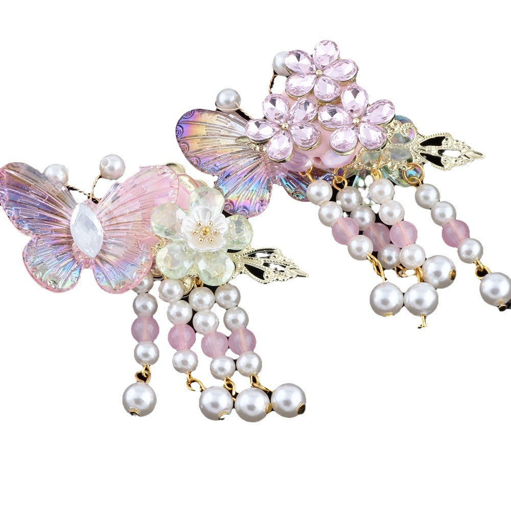 Wholesale 5pcs Butterfly Step Shake tassel Drill Ball Straight Hole Beads