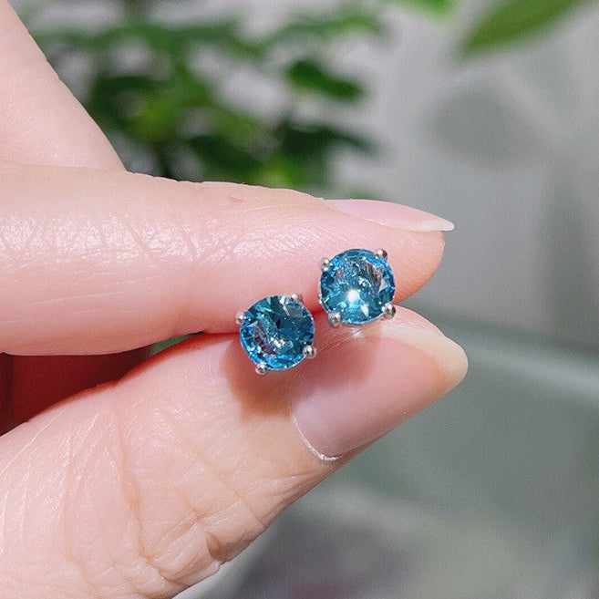 Wholesale Colored zircon four  prong stud earrings