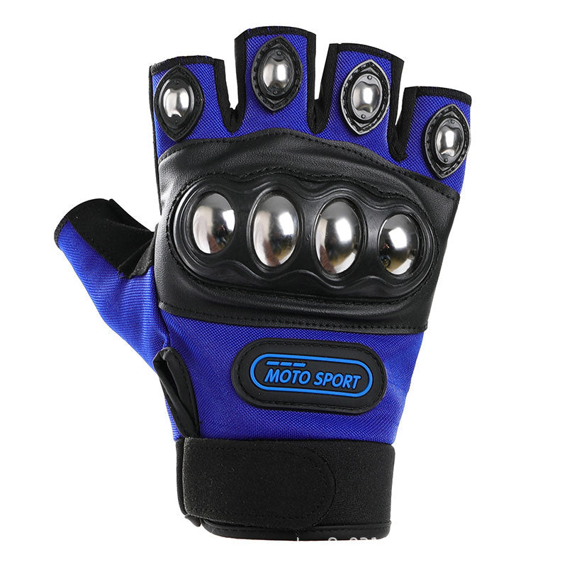 Wholesale Microfiber Shock Absorption and Wear-resistant Steel Shell Half Finger Cycling Gloves