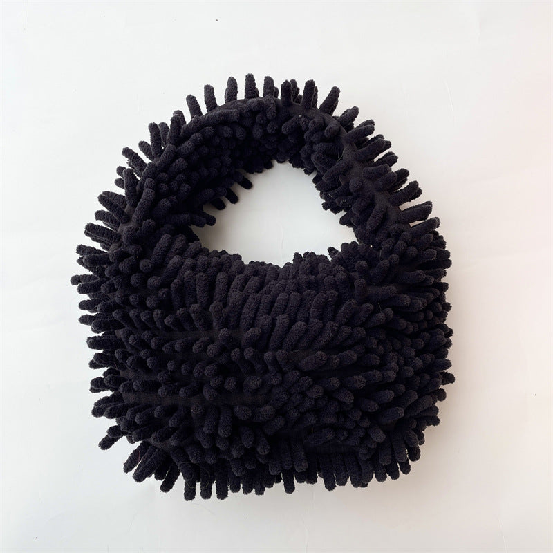 Wholesale Autumn and Winter New Mop Plush Handbag Candy Color Lunch Box Bag