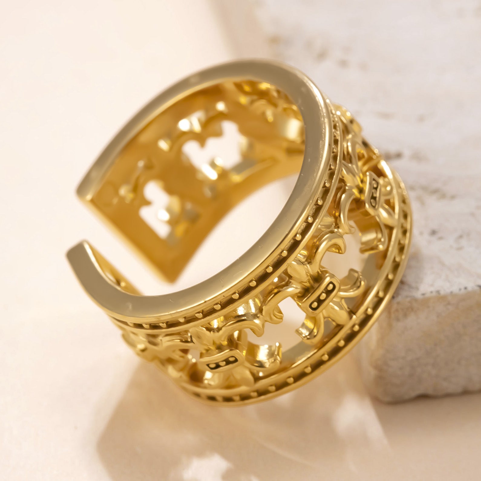 Wholesale Stainless steel punk style ring hollow cross titanium steel ring