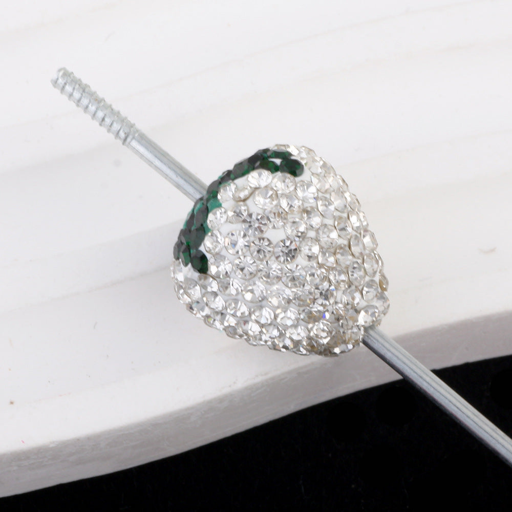 Wholesale 5pcs Colorful Strawberry Ball Diamond Ball Can Thread Straight Holes DIY Beads