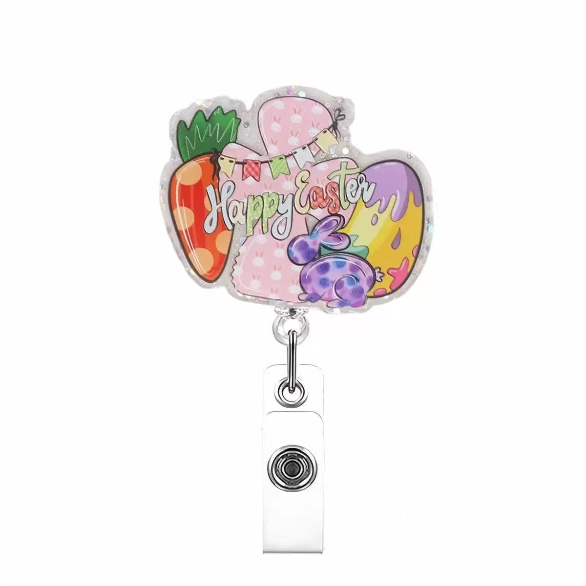 Wholesale Easter Badge Reels Glitter Fun Badge Reels