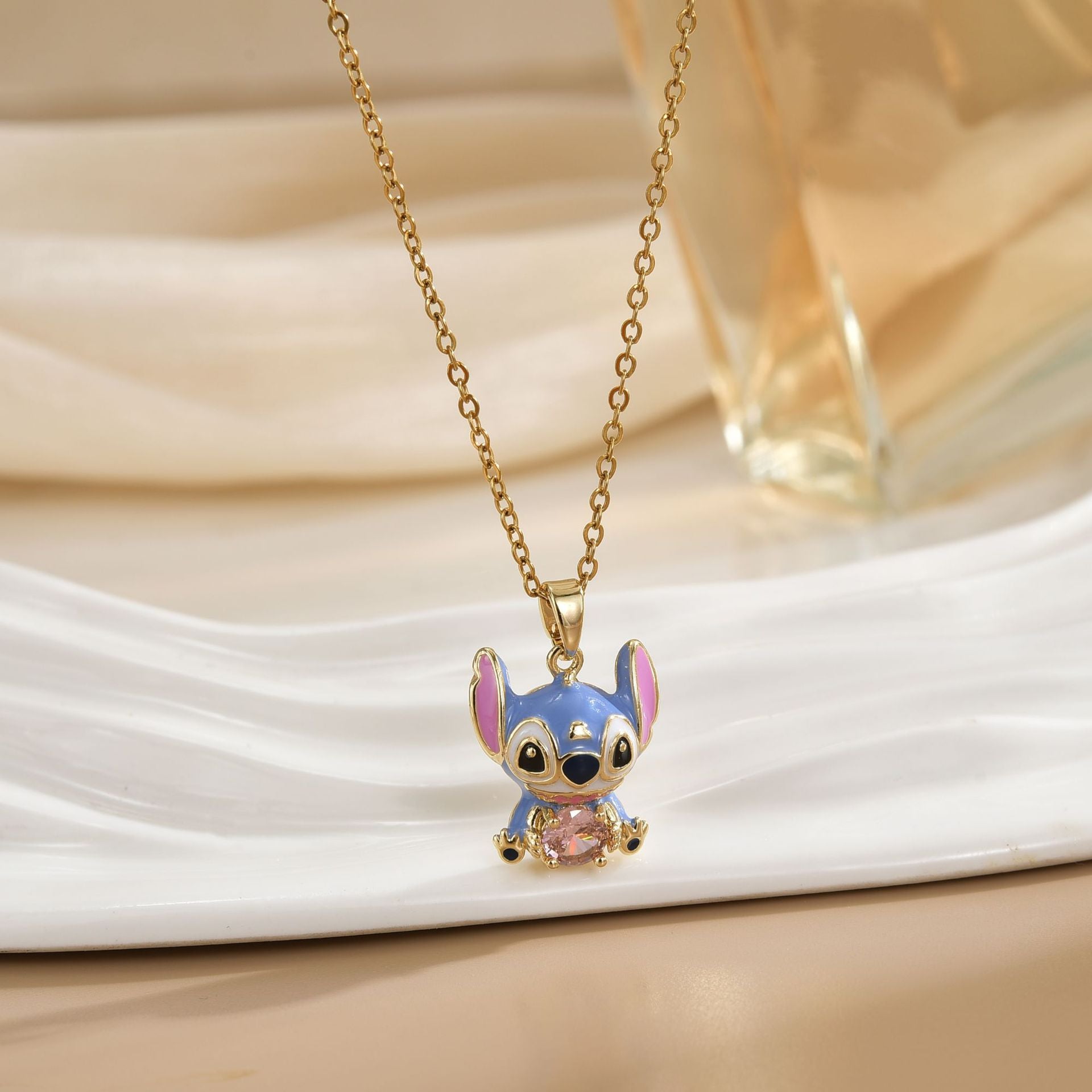 Wholesale Blue painted cartoon cute zircon necklace OLY Exclusive