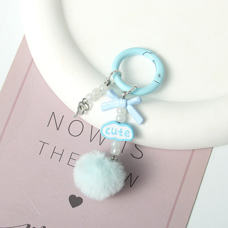 Wholesale Handmade DIY hair ball letter blind box cute beaded keychain