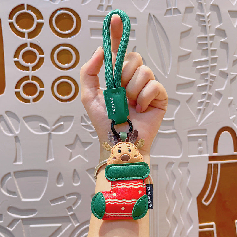 Wholesale Leather Christmas Ornament Keychain
