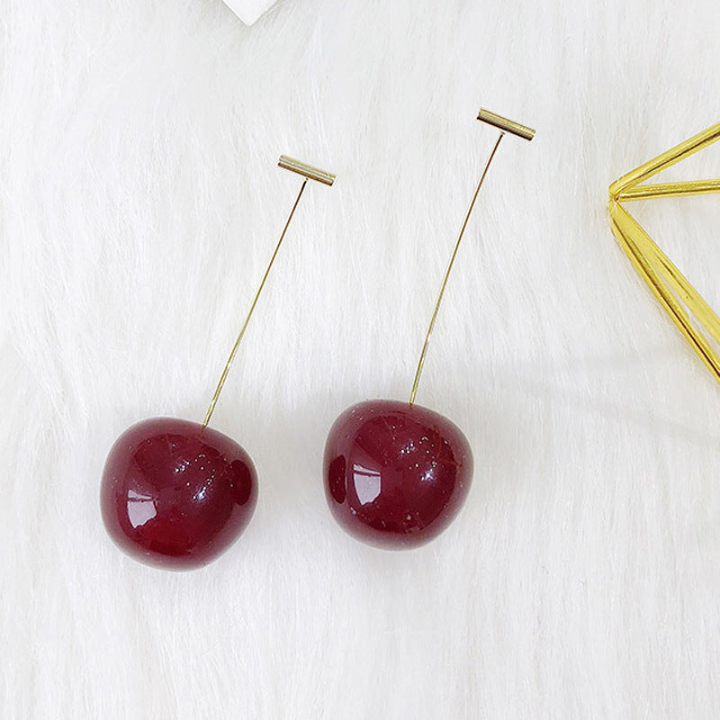 Wholesale long cherry creative design cute earrings
