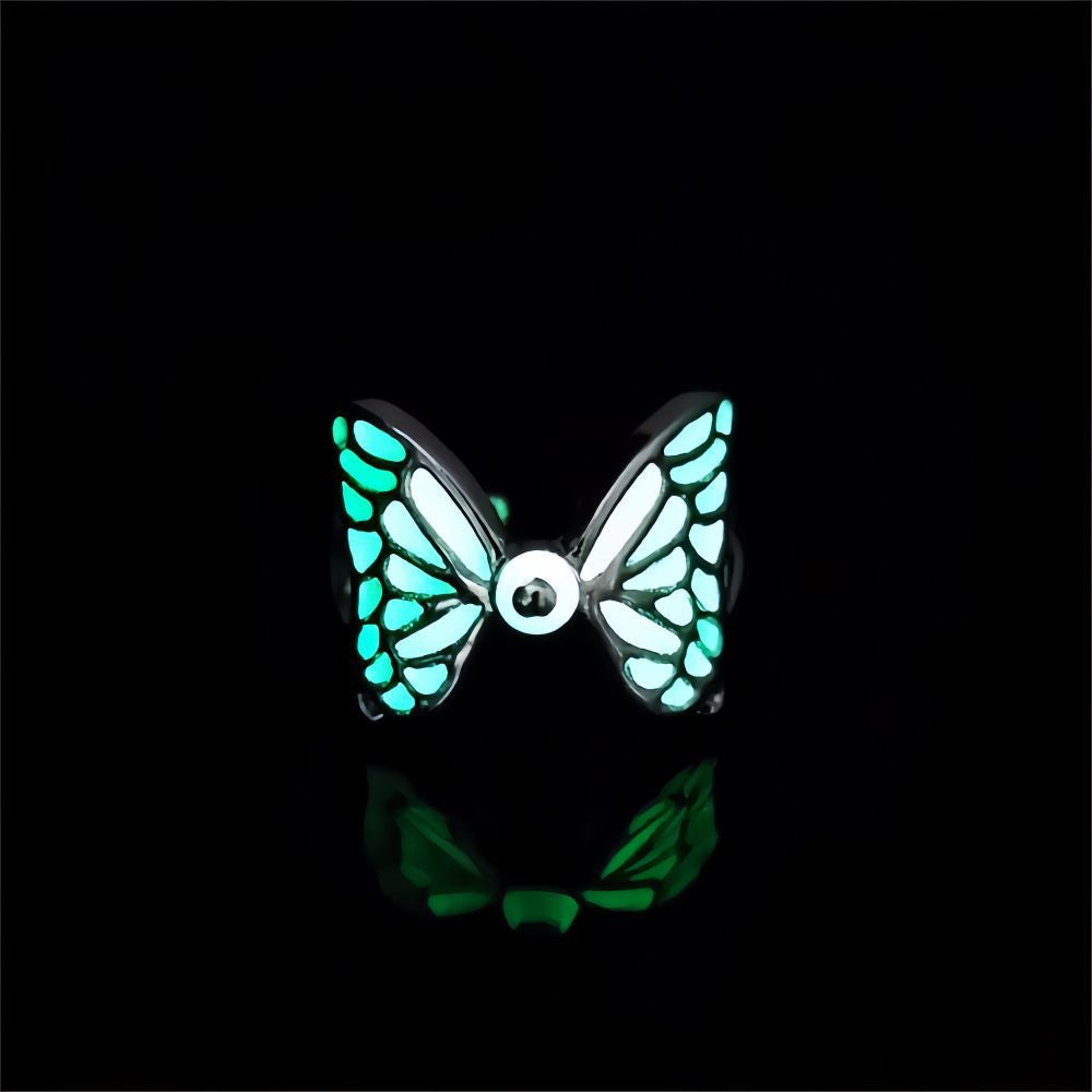 Wholesale Luminous  Distinctive Butterfly Ring Adjustable Exaggerated zinc alloy Ring