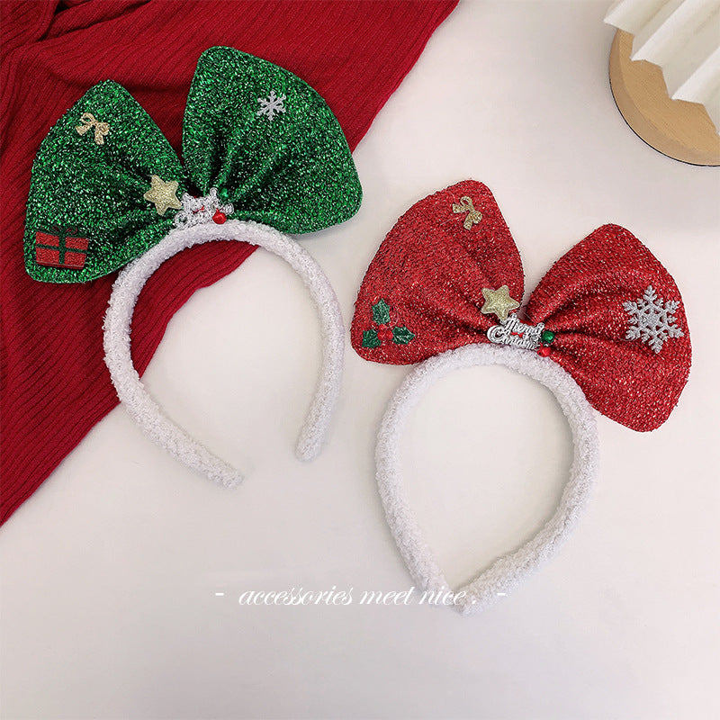 Wholesale 2023 Christmas Sequin Bows Fabric Headband